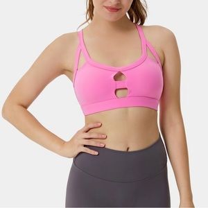 Pink Halara Cut-Out Crisscross Sports Bra